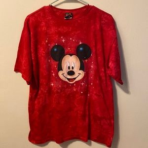 DISNEY 90s MICKEY UNLIMITED JERRY LEIGH VINTAGE T-SHIRT Red Tie Dye L